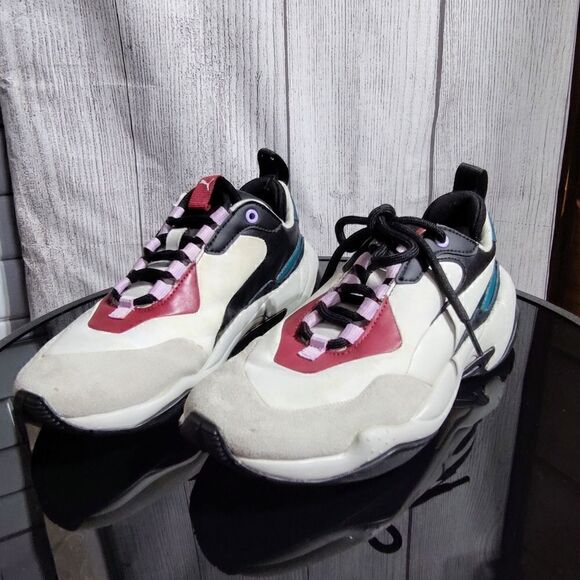 Womens Puma Thunder Rive Droite Glacier Grey Barbados Cherry size 7.5 - Picture 1 of 10